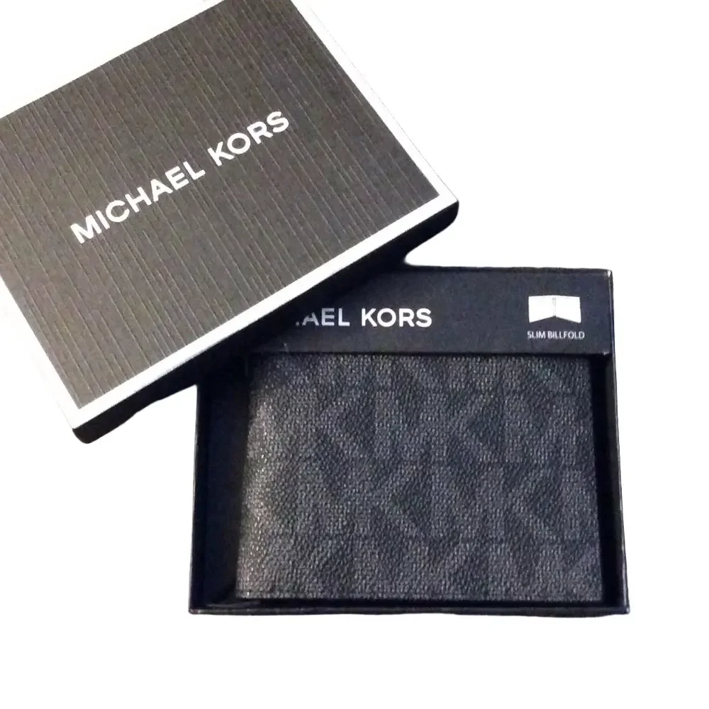 Michael Kors Slim Bifold Wallet Black/Grey NWT